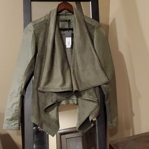 Olive suede and leather jacket